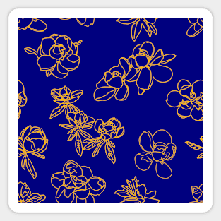 Magnolia Sketch Repeat Gold on Dark Blue 5748 Sticker